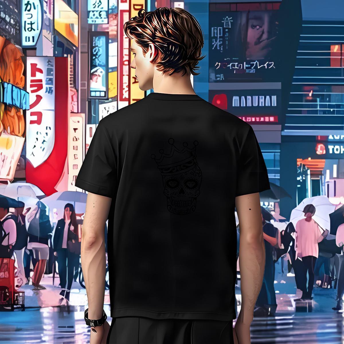 Wholesale T Shirt For Man 230g 100% Cotton skull High Street Hip Hop Plus Size Custom Breathable Soft Tshirts DIY Customized Tee Shirt