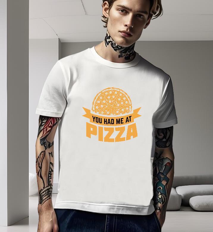 Cool Design T-Shirts for Men 230g Cotton pizza Street wear Hip Hop Custom Cartoon Pure Cotton Couples T Shirts Classic Casual Tops Shirt