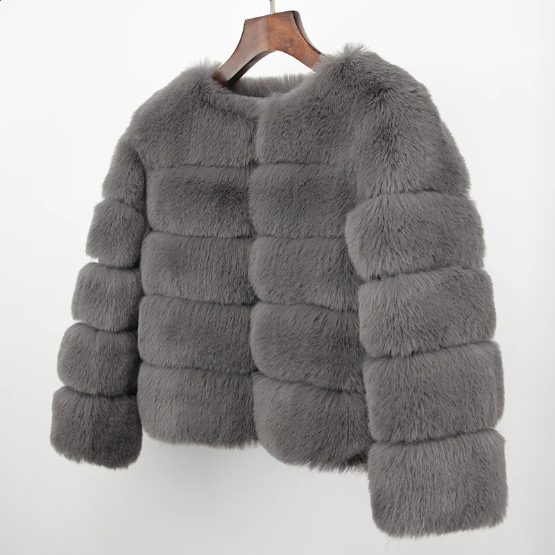 Artificial Fur Coat y Winter Jacket Womens Elegant Thick Warm Street Clothing Fox Rabbit Fashion w240824