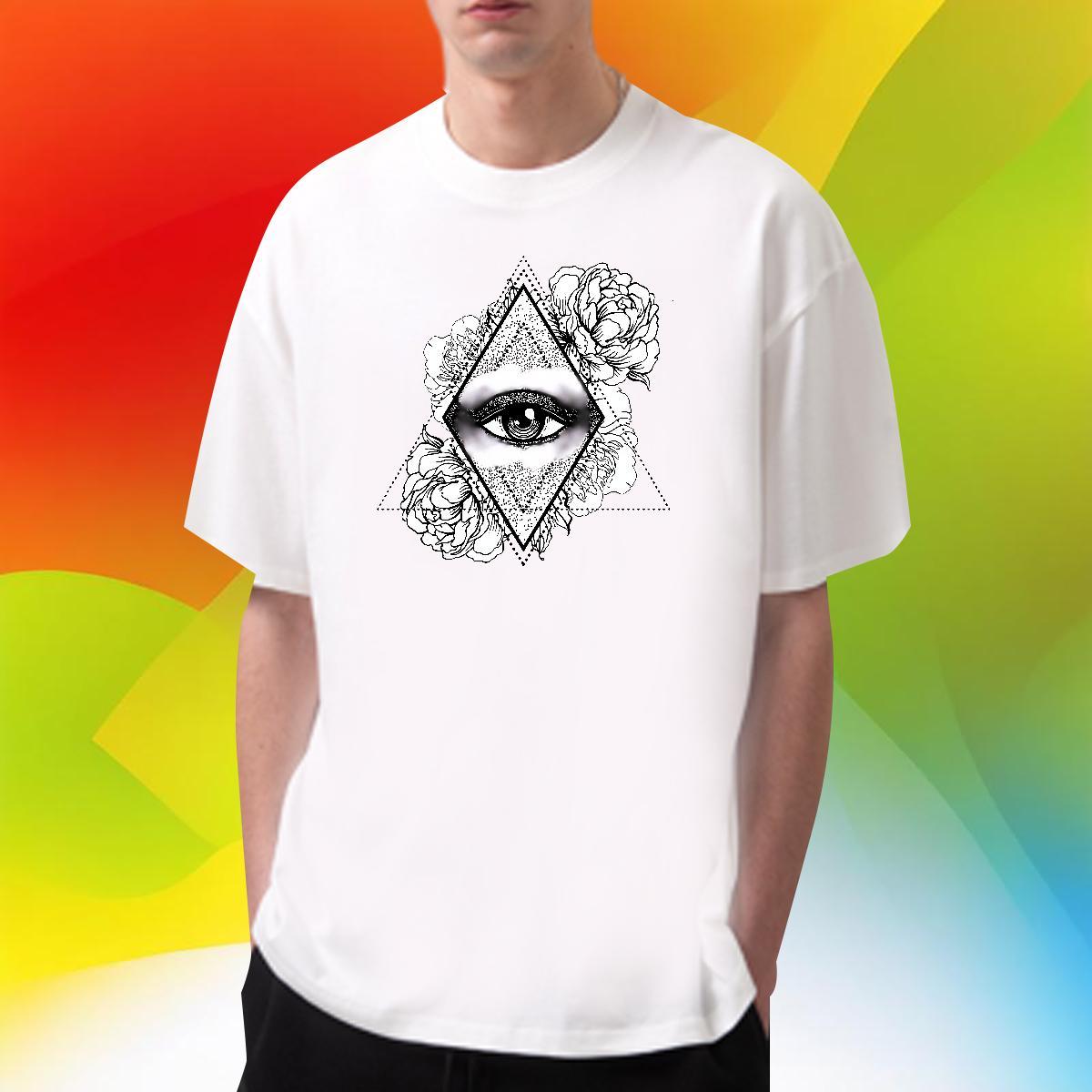 Brand T Shirts Men 230g Cotton eye of the devil Outdoor Plus Size Cartoon O-Neck Short Sleeve Men Tops Tees Stylist Clothes