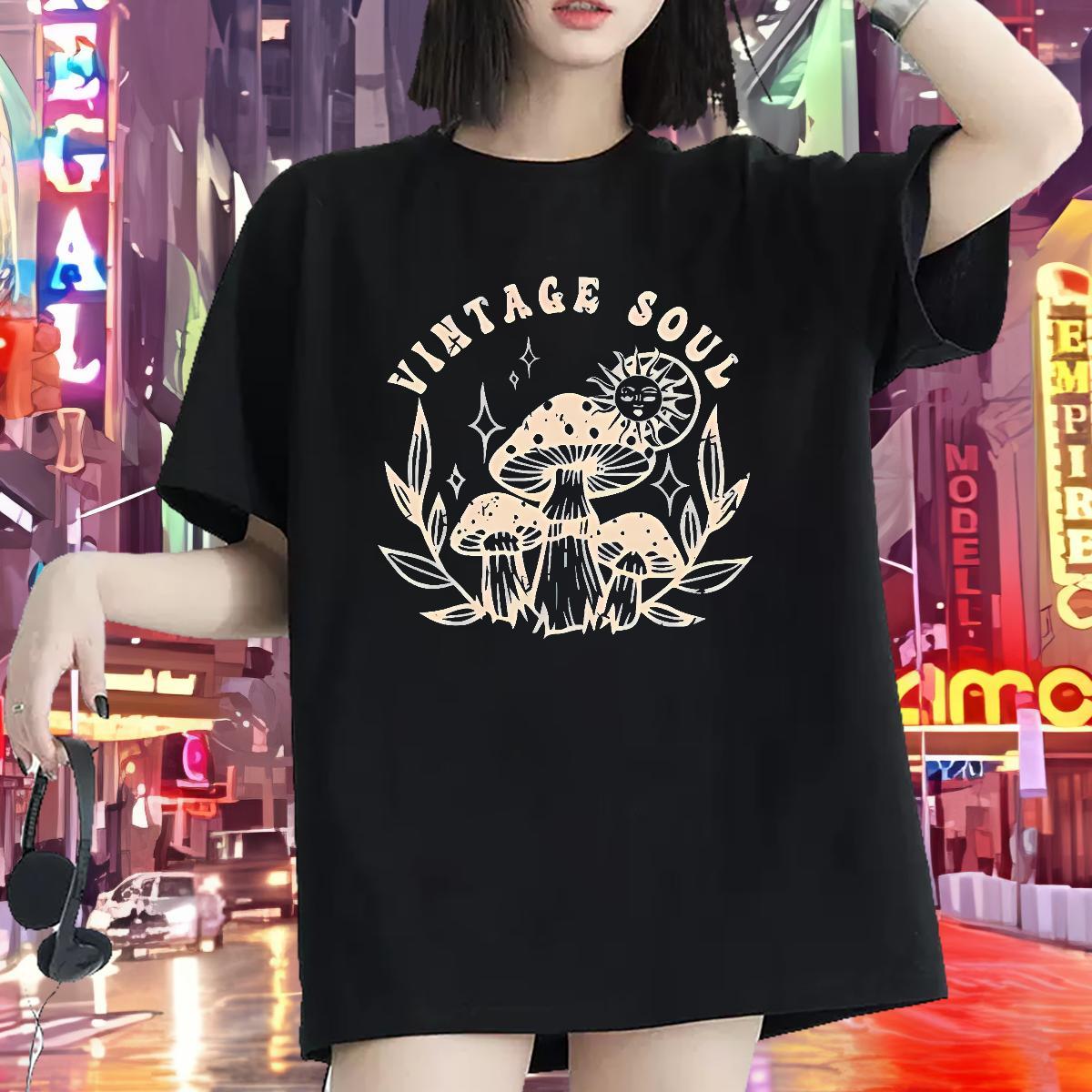 Loose fit Couples T Shirts 100% Cotton 230g painting Daily Outfit Woman T Shirts Breathable Crew Neck Graphic Wear
