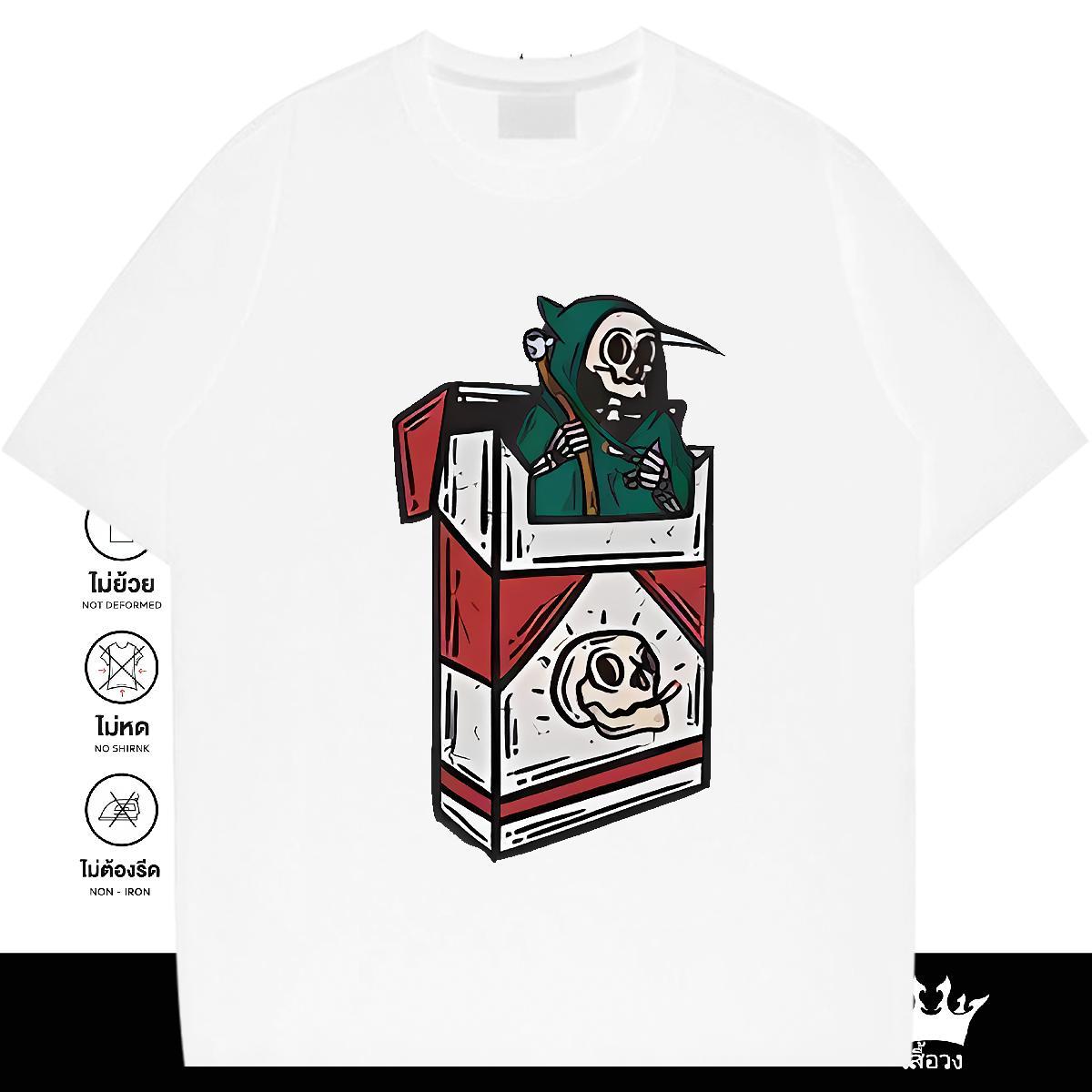Brand T-Shirts 230g 100% Cotton skull Hip Hop Street DIY Anime Short Sleeve O-Neck Men Tops Tees New Tops Shirt