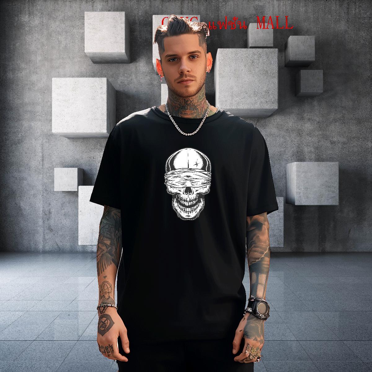 Unisex Mens T Shirts 230g 100% Cotton skull High Street Hip Hop Custom Cartoon Crew Neck Men Clothes T-Shirt DIY Customized Tee Shirt