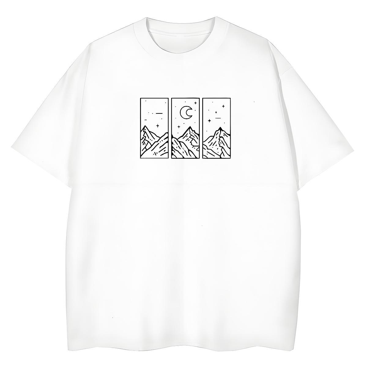Classic T Shirt For Man 230g 100% Cotton mountains Outdoor Customized Short Sleeve O-Neck Tshirts 2024 New Wear