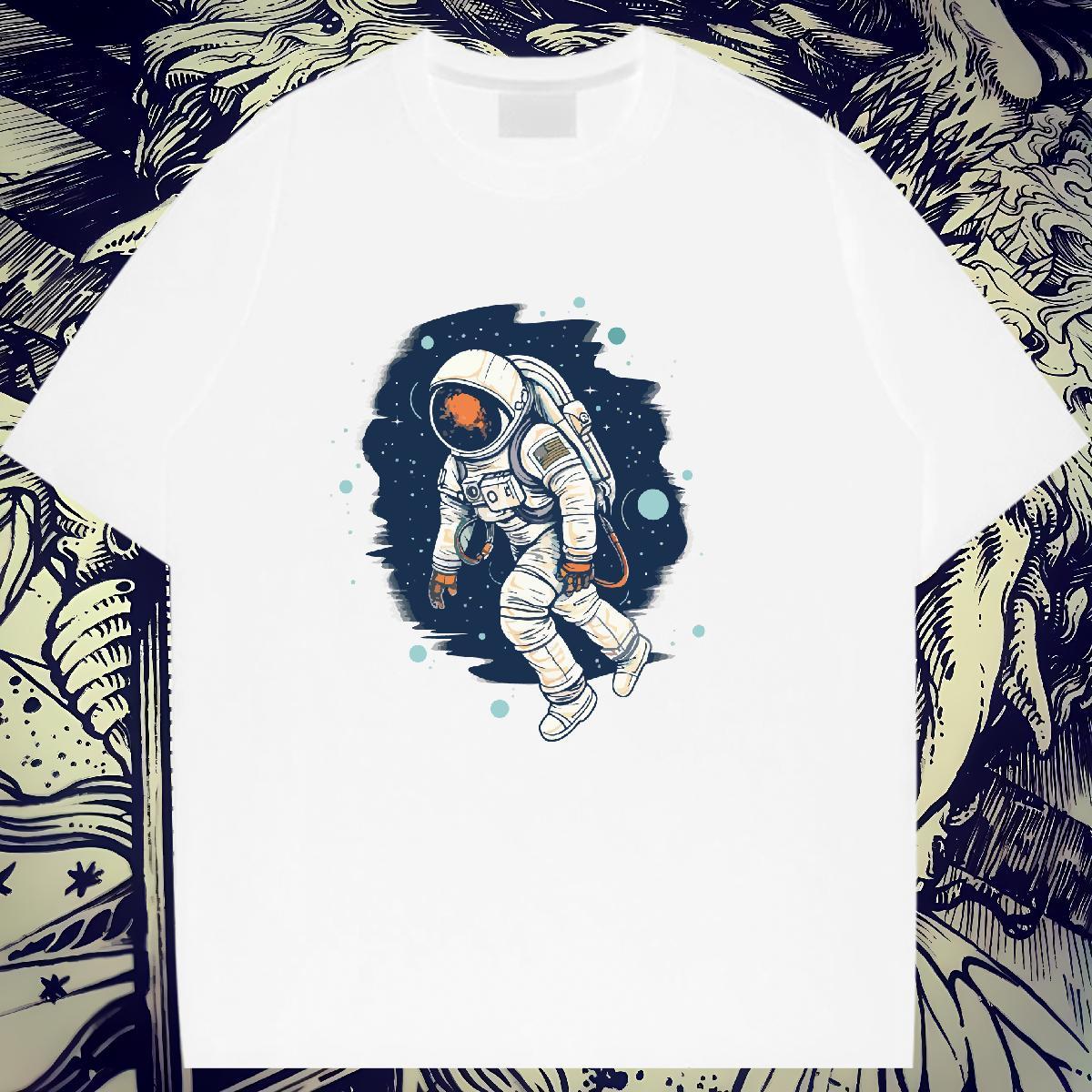 High quality Couples T Shirts 230g 100% Cotton universe Beach Woman T Shirts Crew Neck Custom Printing Tees