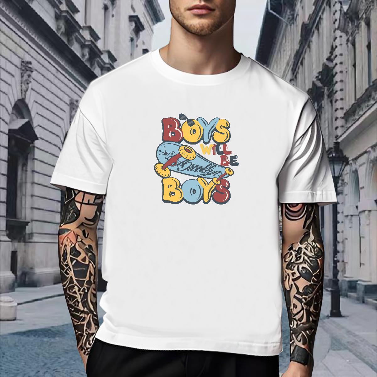 Loose Fit T Shirt For Man 230g 100% Cotton letter Daily Outfit Custom Anime Crew Neck Breathable Tshirt for Man Woman 2024 DIY Tshirts