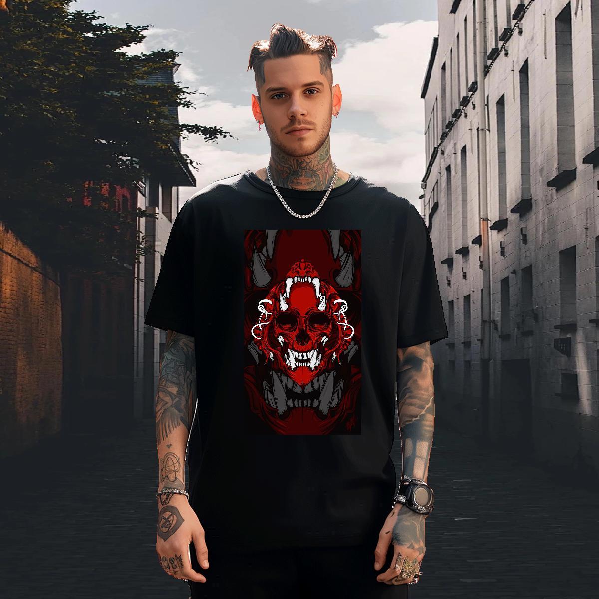 Cool Design T Shirts Men 230g Cotton skull Casual Beach Custom Big Size Breathable Soft Men Tops Tees Designer Fashion Tees Shirts