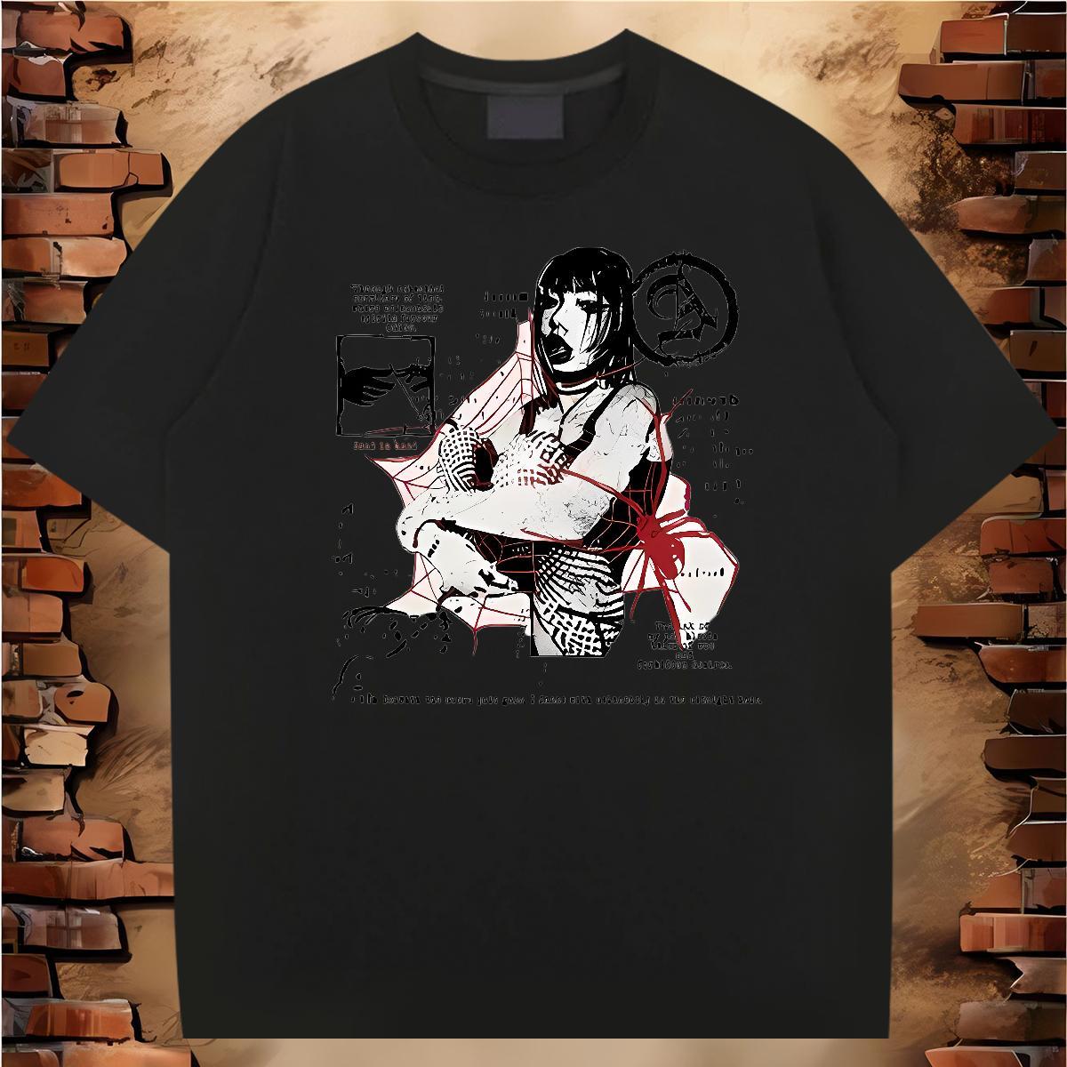 Cool T shirt 230g Pure Cotton spider Sport Oversized Breathable Short Sleeve Men Tshirts Fashion Casual Tees Shirts