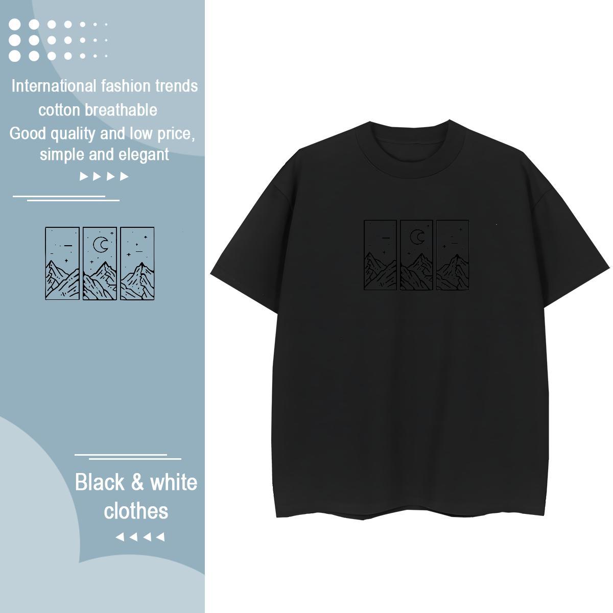 Classic T Shirt For Man 230g 100% Cotton mountains Outdoor Customized Short Sleeve O-Neck Tshirts 2024 New Wear