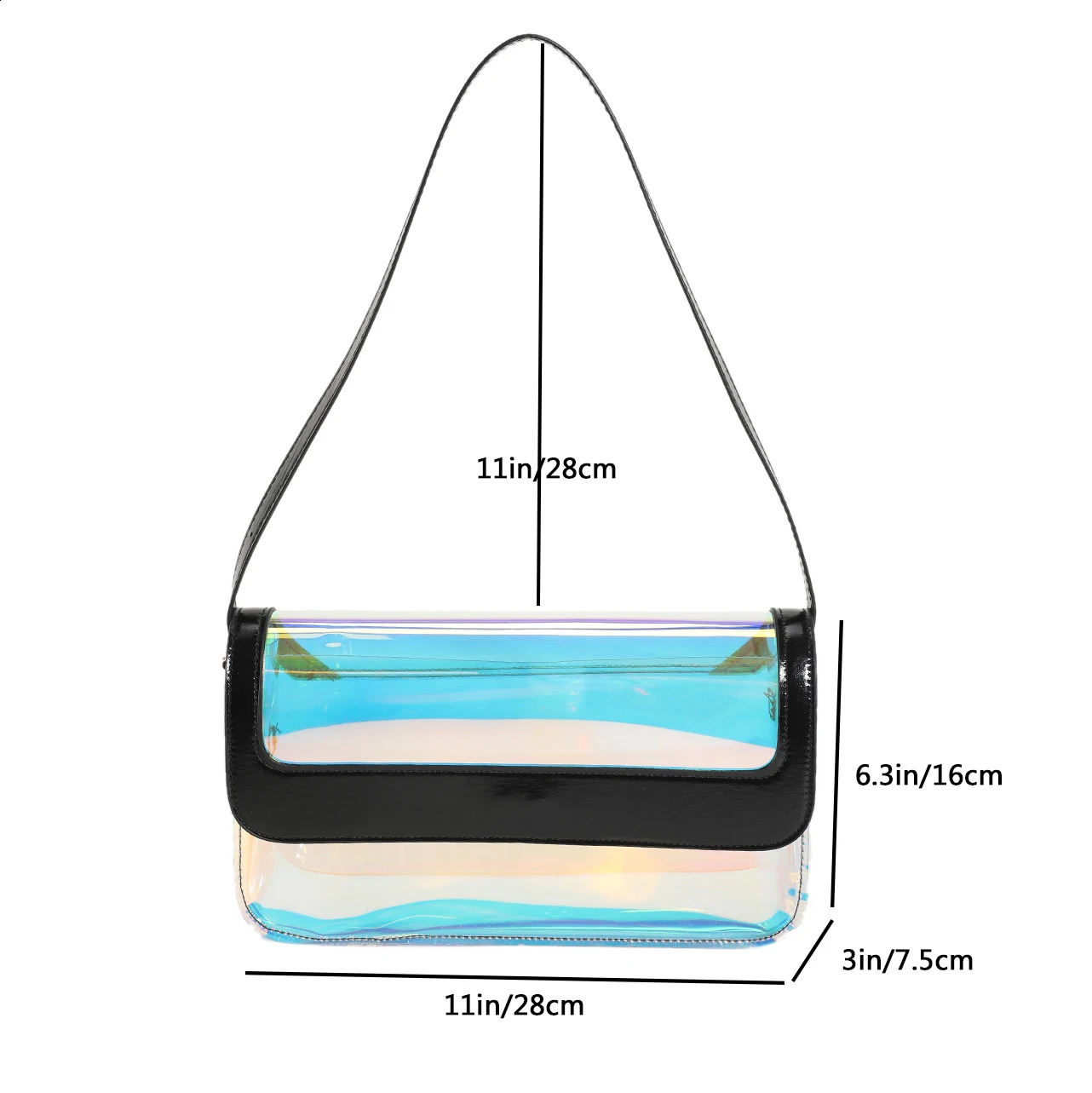 Fashion Transparent Shoulder Bag For Women 5 Colors Clear Waterproof Summer Beach Bag Underarm Purse Jelly Handbag 240824