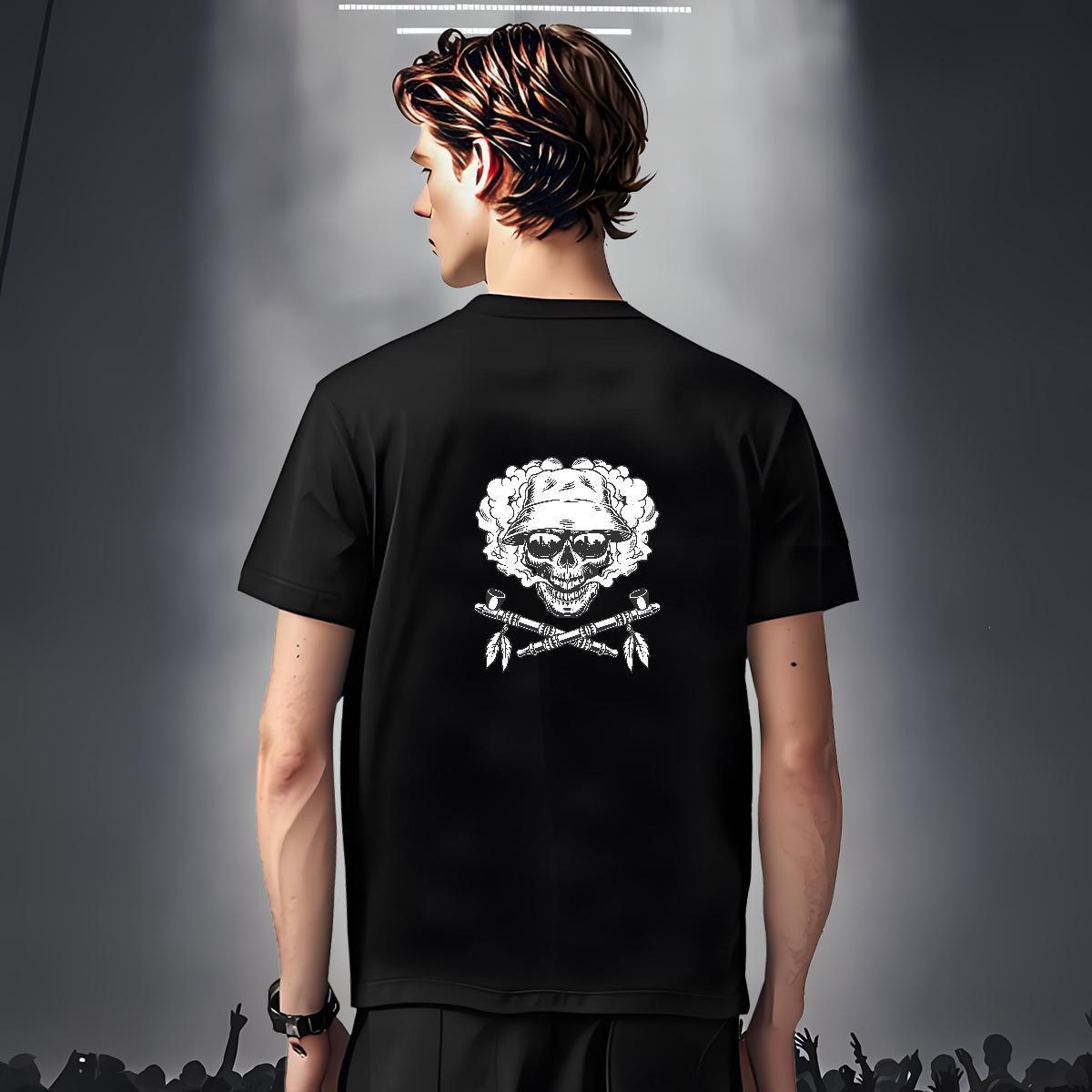 Unisex T Shirt For Man 230g Cotton skull Spring Summer Customized Print Round Neck Short Sleeve Men Tees DIY Tops Tees