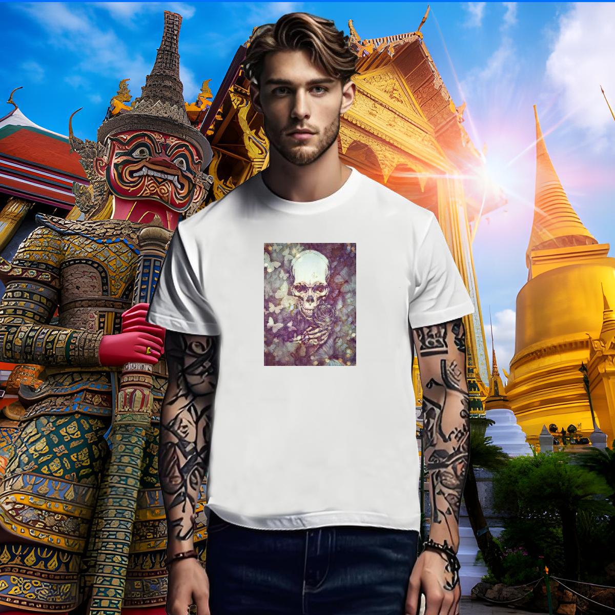 Classic T shirt 100% Cotton 230g skull Sports Casual Anime Print Breathable Men Tshirts Fashion Polos