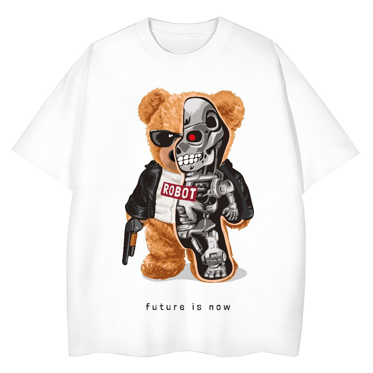 Unisex T Shirts Men 230g Cotton skull Casual Beach Cartoon Print O-Neck Short Sleeve Men Tshirts DIY Clothings