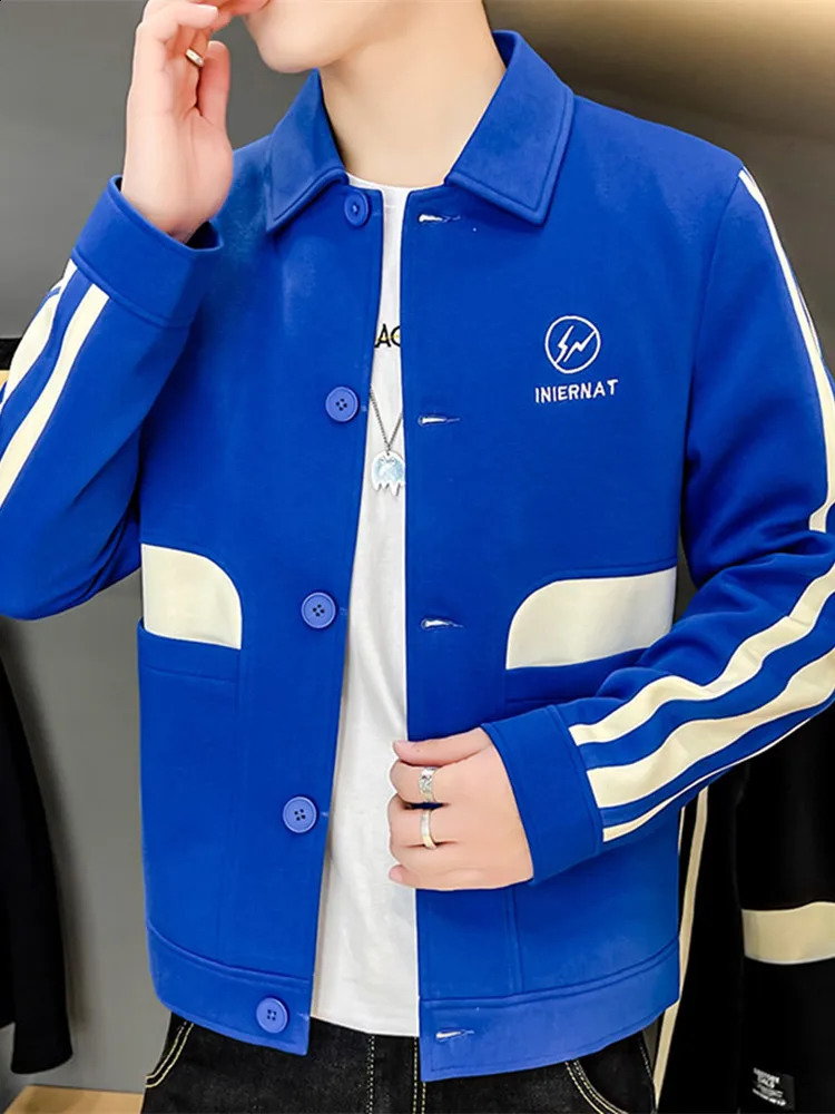 Mens spring and summer casual slim fit spliced long sleeved jacket in 4 colors available for mens 240824