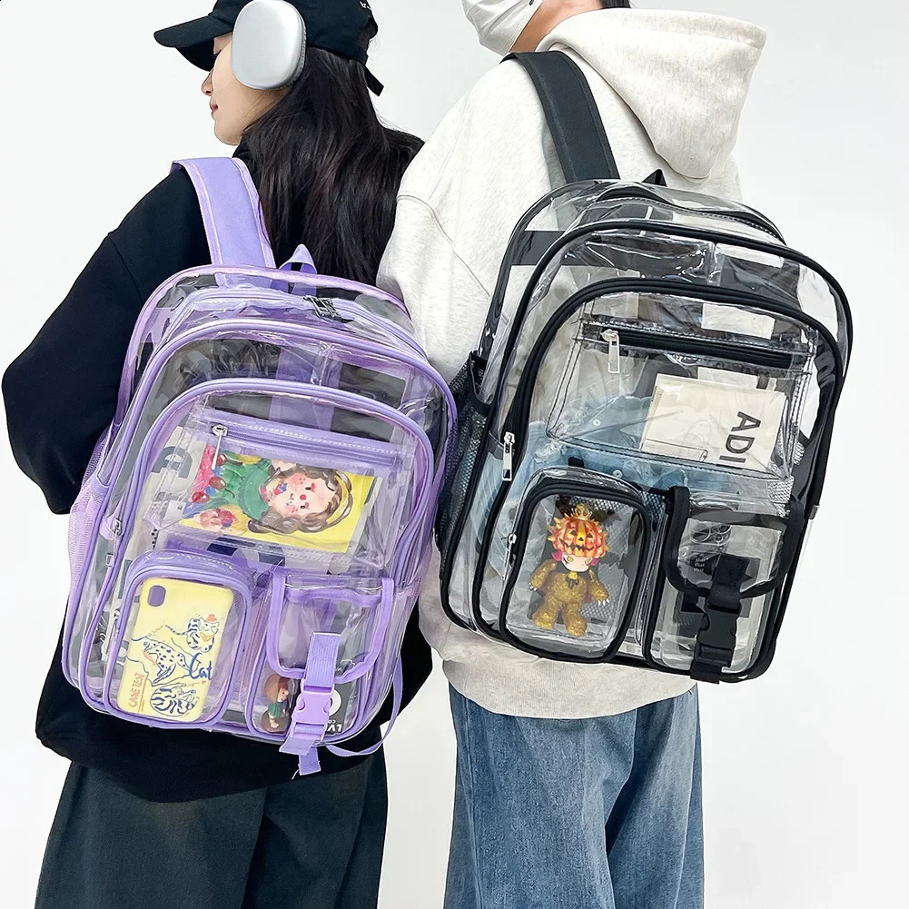 Clear Backpack School Bag for Girl Boys and Girls Laptop Backpack Waterproof See Through Student Bookbag Large Backpack Mochila 240824