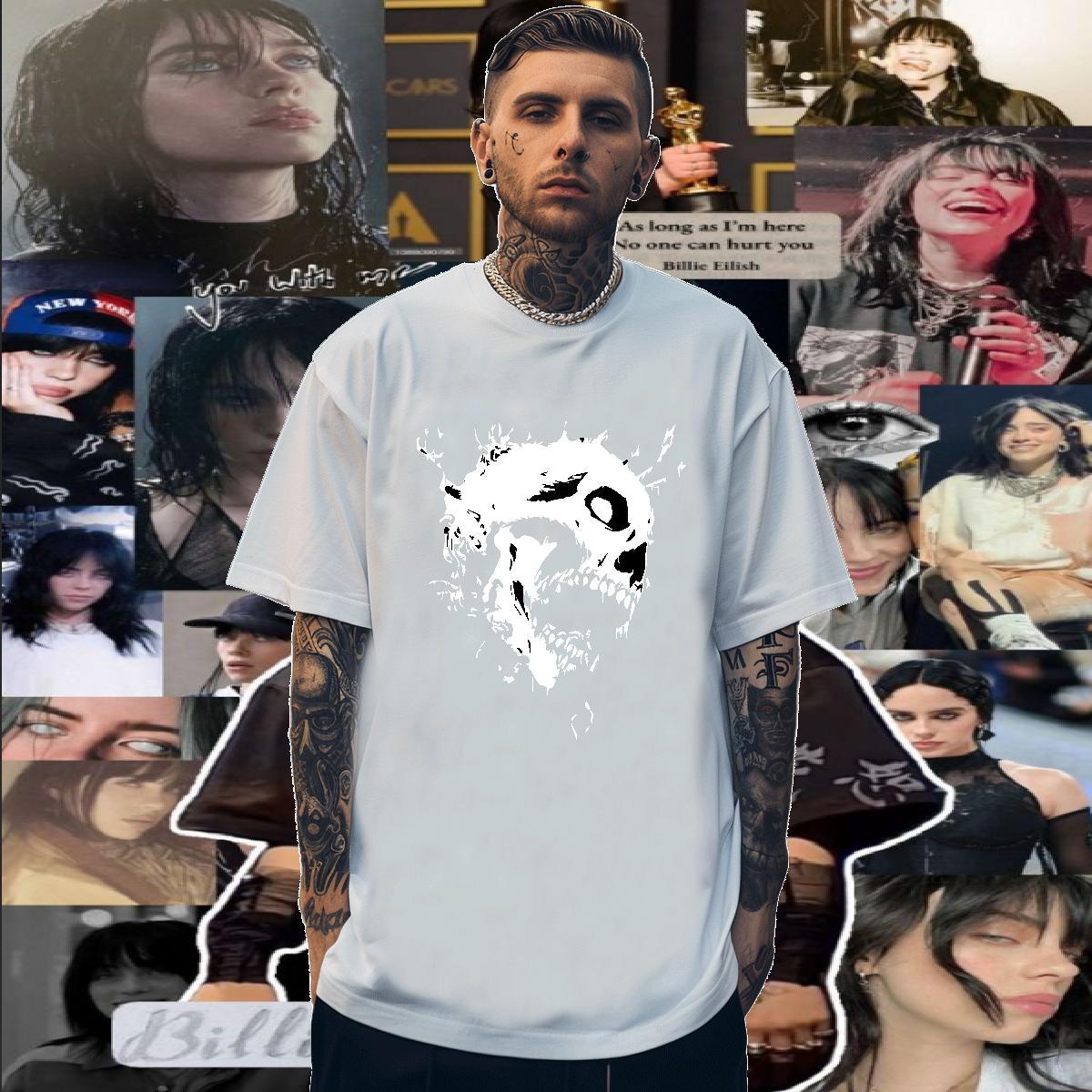 Soft Mens T Shirts 100% Cotton 230g skull Anime Printing Street Custom Print Oversized O-Neck Short Sleeve Men Clothes T-Shirt Factory Direct Tee Shir