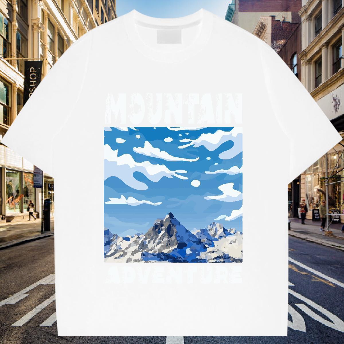 Unisex Man T Shirts 100% Cotton 230g mountains Hip Hop Custom Big Size Short Sleeve O-Neck Tshirt for Man Woman Fashion Top Tees