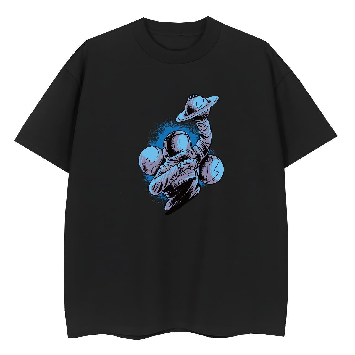 Loose Woman Tshirt 230g Pure Cotton cosmonaut Spring Summer T-Shirts for Women Short sleeve Soft Oversized Tshirts