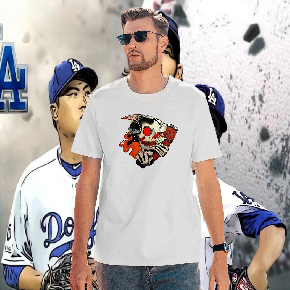 Cool Design T-Shirts 230g Cotton skull Spring Summer Custom Anime Pure Cotton Couples T Shirts DIY Tees Shirts