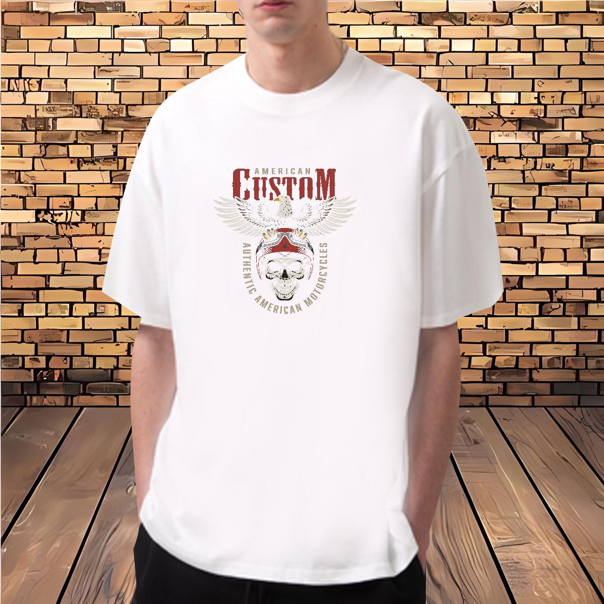 Unisex Man T Shirts 230g Cotton skull Daily Outfit Asian Size Breathable Short Sleeve Men Tees Fashion Design Clothes