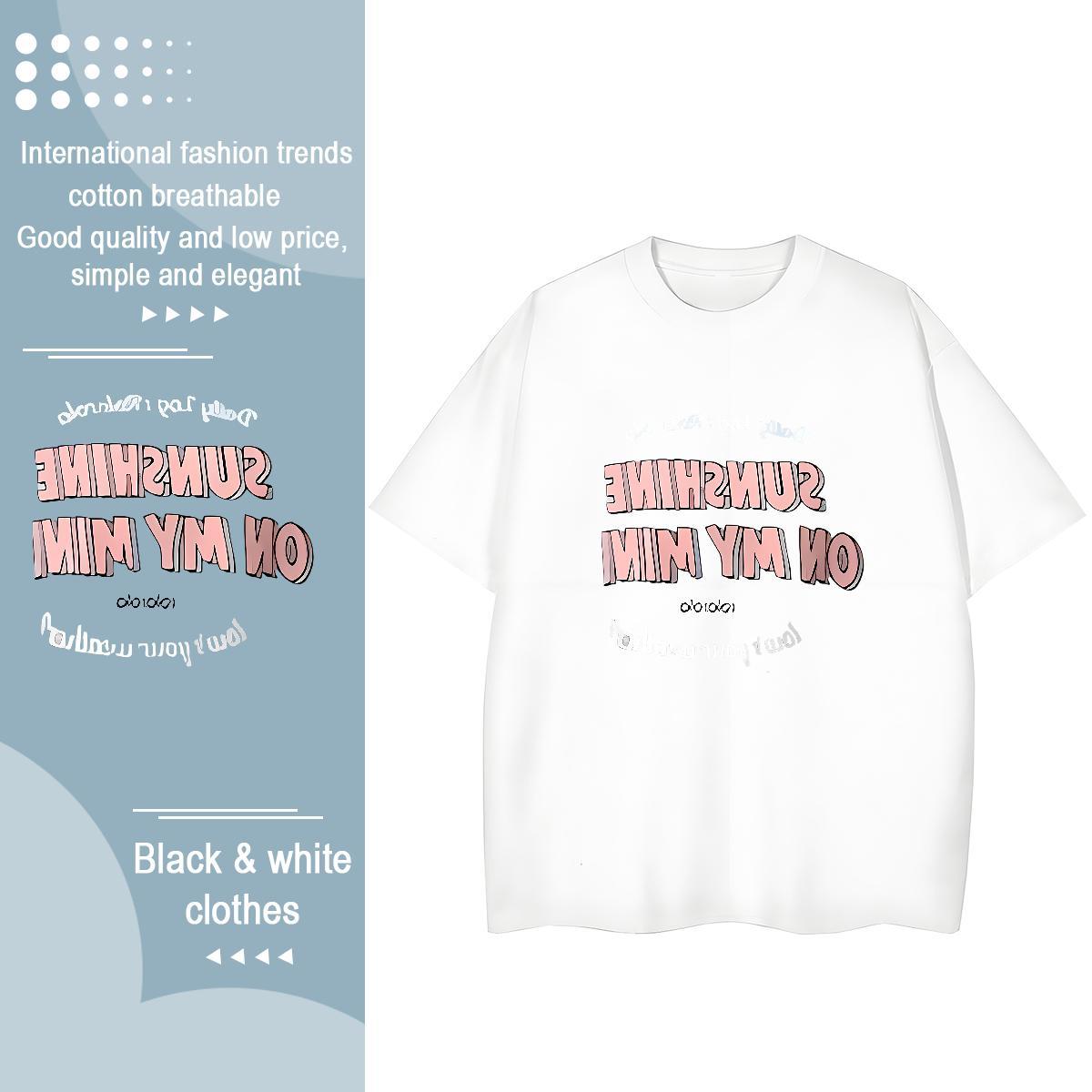 Female Couples T Shirts 230g Cotton letter Street Casual Women T Shirts Short sleeve Soft DIY Anime Printed Tee Shirt