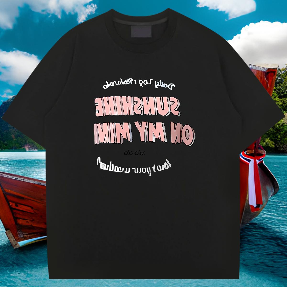 TOP Quality T Shirts Men 230g Cotton letter Sports Casual Oversized O-Neck Short Sleeve Men Tshirts Classic Casual Tees