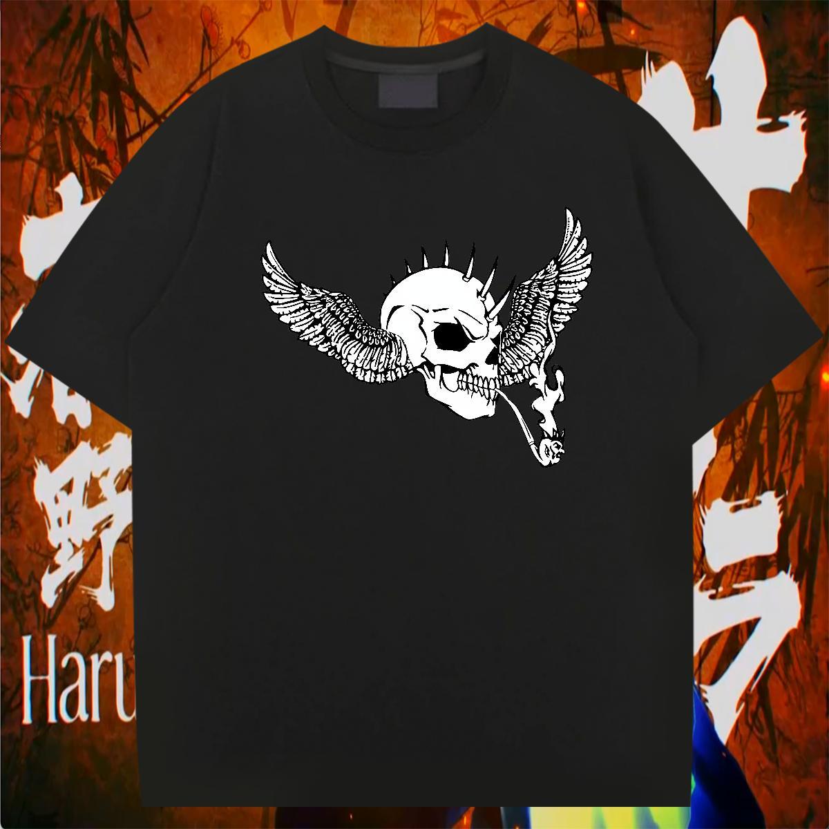 Brand Men T Shirts 100% Cotton 230g skull Casual DIY Anime Breathable Short Sleeve Mens Tshirts 2024 DIY Tops Tees