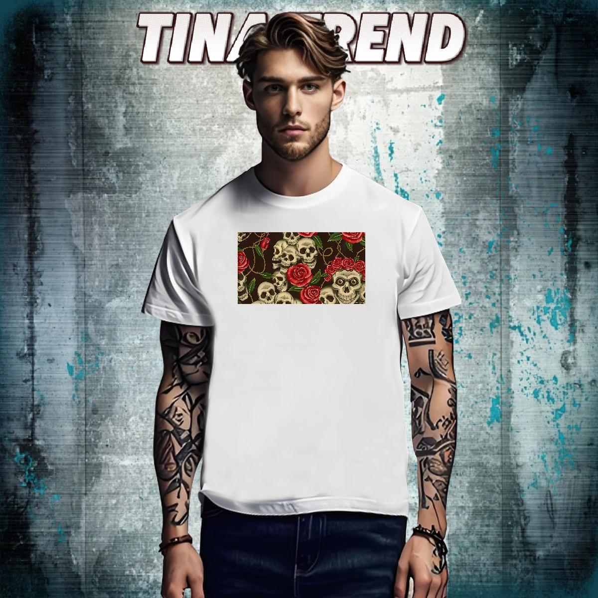 Comfortable T Shirts Men 230g Pure Cotton skull Beach Custom Printed Crew Neck Men Clothes T-Shirt Fashion Casual Tops Shirt
