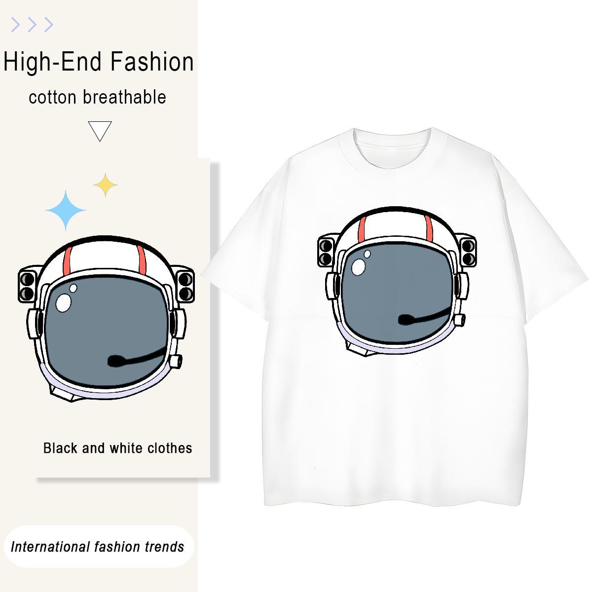 Popular Couples T Shirts 100% Cotton 230g universe Spring Summer T-Shirts O-Neck Short Sleeve Black Oversized Tees Shirts