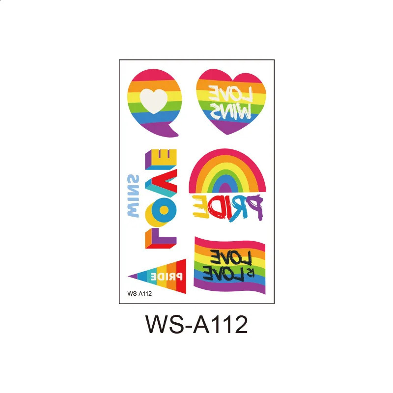 LGBT Rainbow Temporary Tattoo Color Stickers Waterproof Art Disposable Body Arm Tattoo 240823