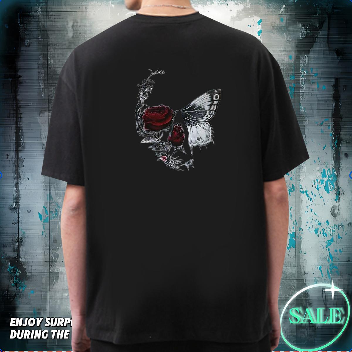 Free Shipping Mens T Shirts 100% Cotton 230g skull Casual Daily Wear Floral Print Breathable Short Sleeve Couples T Shirts Factory Direct Tee Shirt
