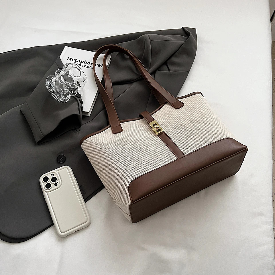 1 piece travel leisure large capacity womens bag fashion shoulder work commute canvas Tote y240828