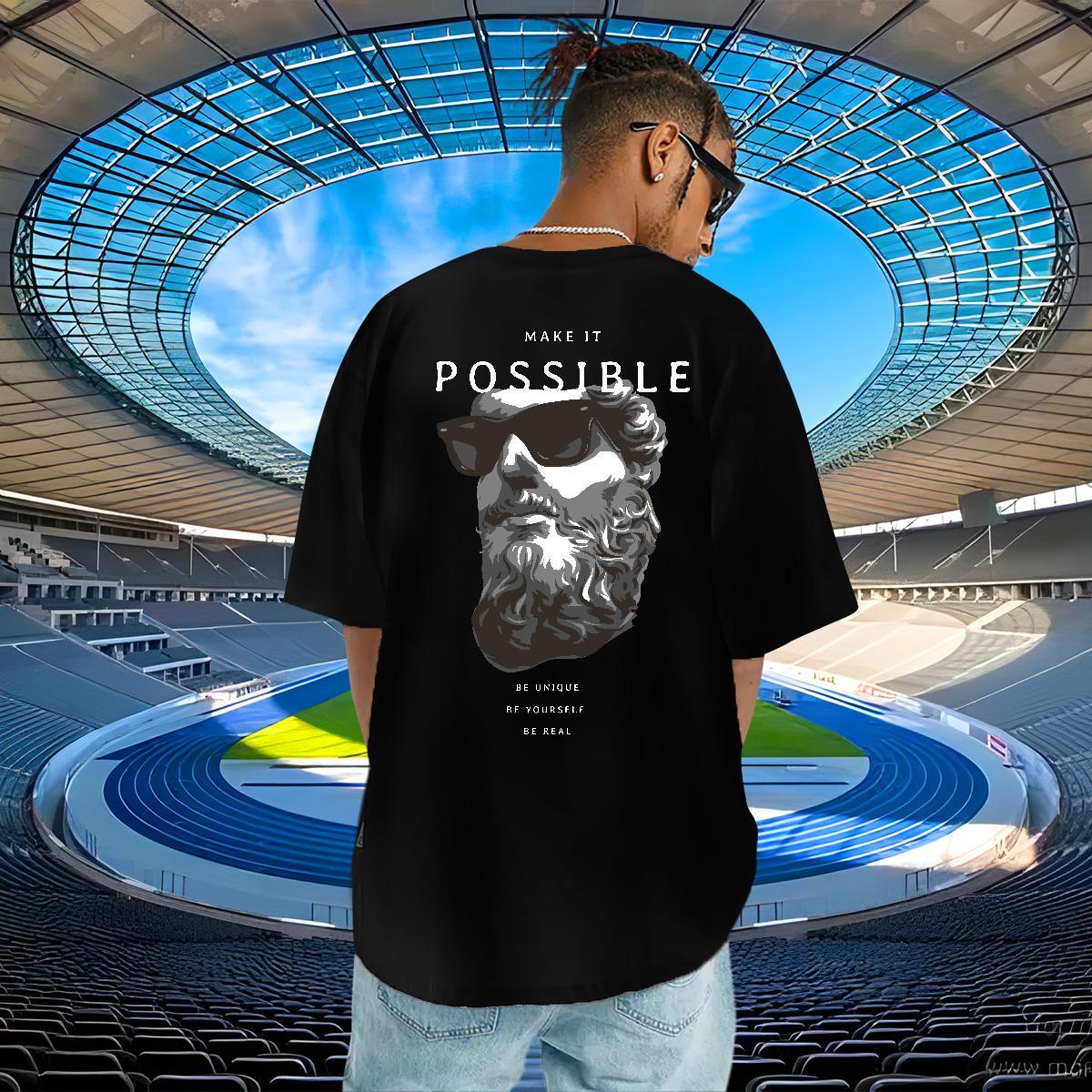Wholesale T-Shirts 230g Pure Cotton portrait Beach Anime Print Round Neck Short Sleeve Men Tshirts Fashion Design Wear