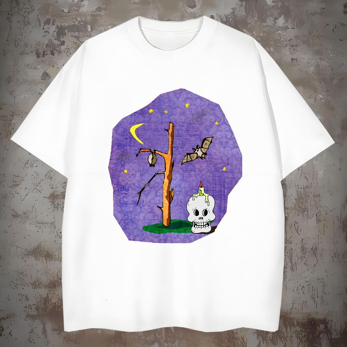 Classic T shirt 230g Cotton skull Outdoor DIY Logo Oversized Breathable Crew Neck Tshirts Fashion Casual Wear