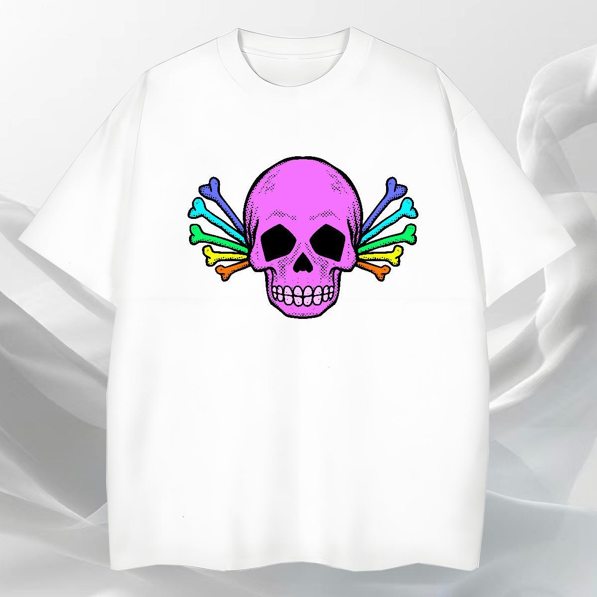 Free Shipping Mens T Shirts 230g Pure Cotton skull Hip Hop Street Custom Printing Breathable Soft Mens Tshirts Factory Direct Polos