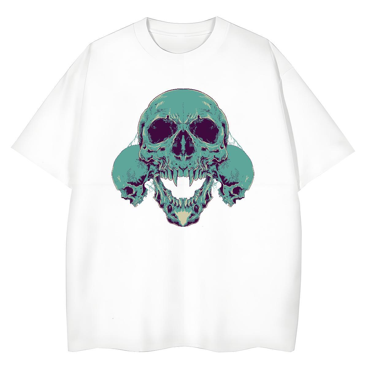Popular Man T Shirts 230g Pure Cotton skull Home Outdoor Oversized Round Neck Short Sleeve Couples T Shirts New Arrival Tops Tees
