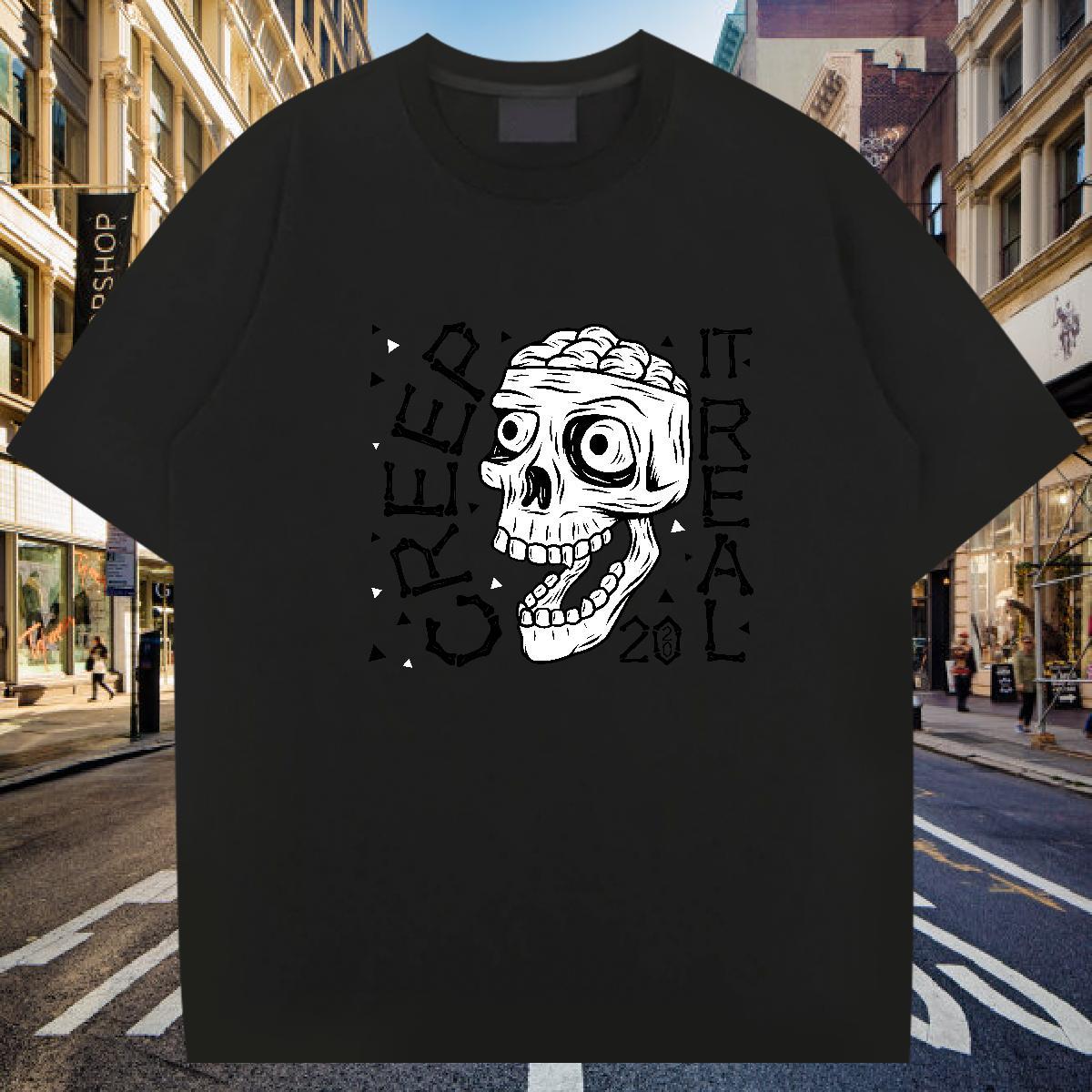 Unisex Mens T Shirts 230g Pure Cotton skull Anime Printing Street Custom Print Oversized O-Neck Short Sleeve Couples T Shirts Fashion Design Clothes