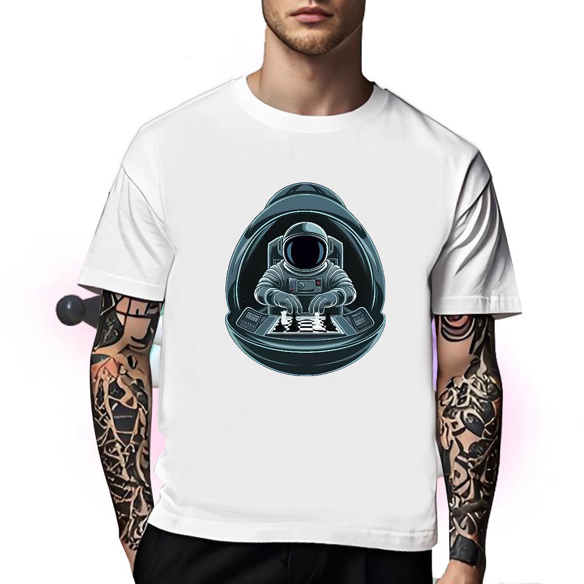 Popular Man T Shirts 230g Pure Cotton spaceman Casual Custom Cartoon Short Sleeve O-Neck Men Tshirts DIY Tops