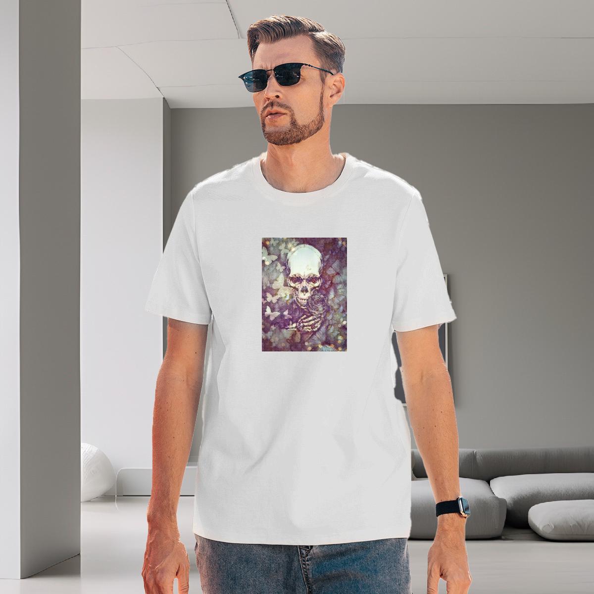 Unisex T-Shirts for Men 230g 100% Cotton skull Beach Oversized O-Neck Short Sleeve Men Tees 2024 Designer Wear