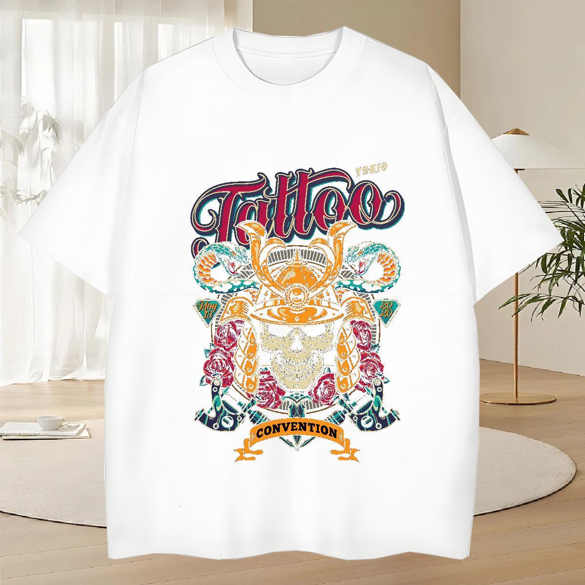 Cool Design Man T Shirts 230g Cotton skull Street Plus Size Custom Breathable Short Sleeve Couples T Shirts Customized Tees