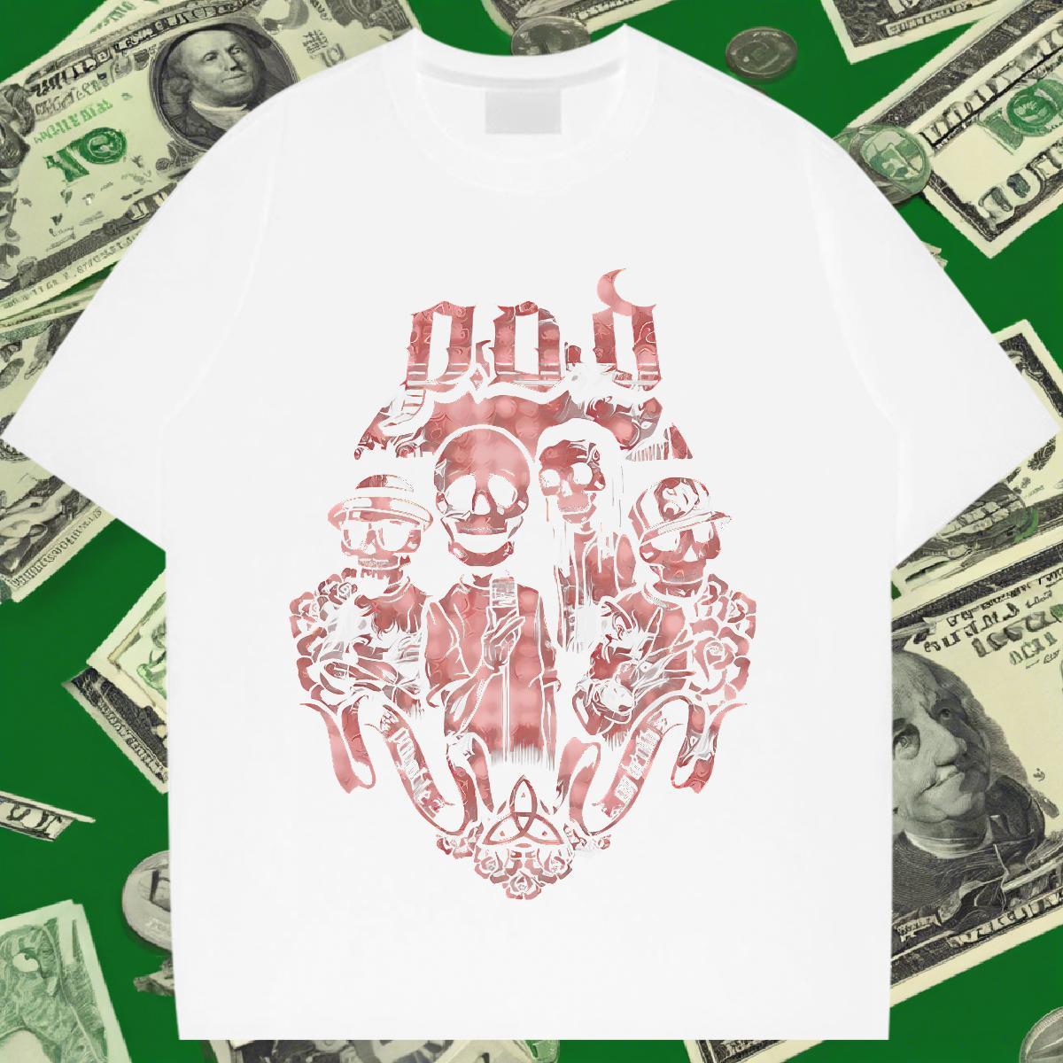 Designer Women Tshirts 100% Cotton 230g skull Casual Womens T Shirts Breathable Plus Size Cartoon Clothes