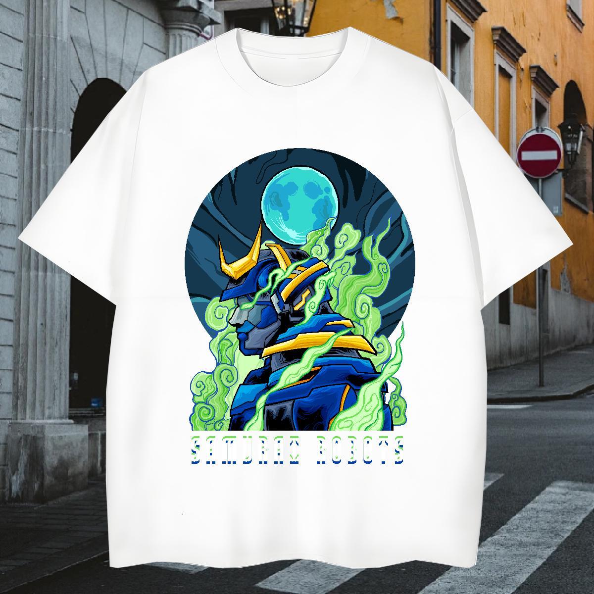 TOP Quality T-Shirts for Men 230g Cotton ET Anime Printing Street Floral Print O-Neck Short Sleeve Men Tshirts Wholesale Clothings