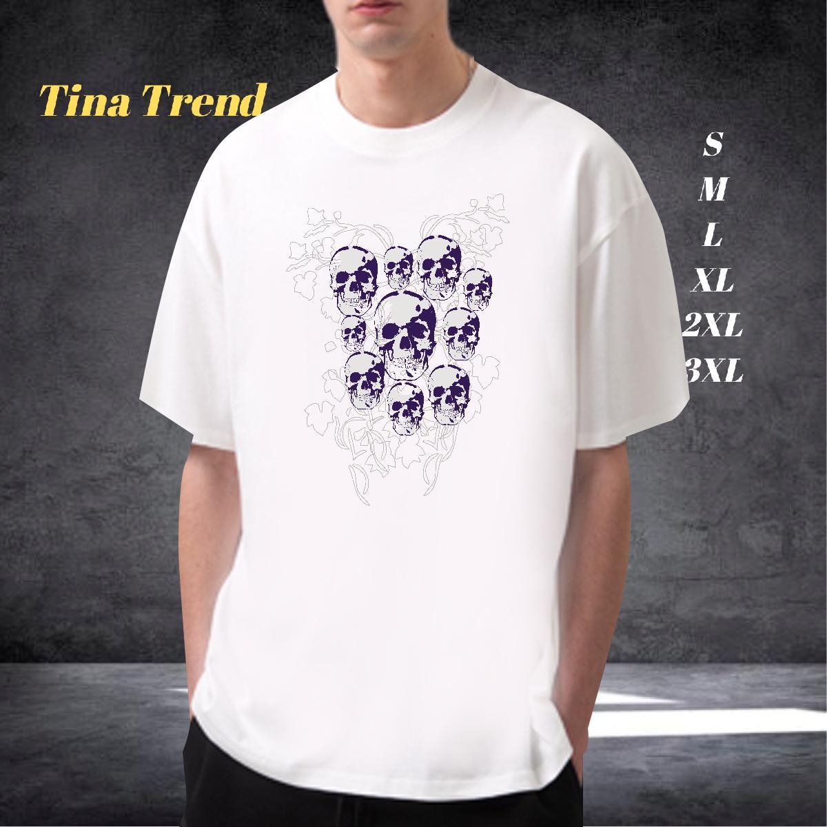 Classic T-Shirts 230g 100% Cotton skull Casual Beach Anime Short Sleeve O-Neck Tshirts 2024 DIY Tops Shirt