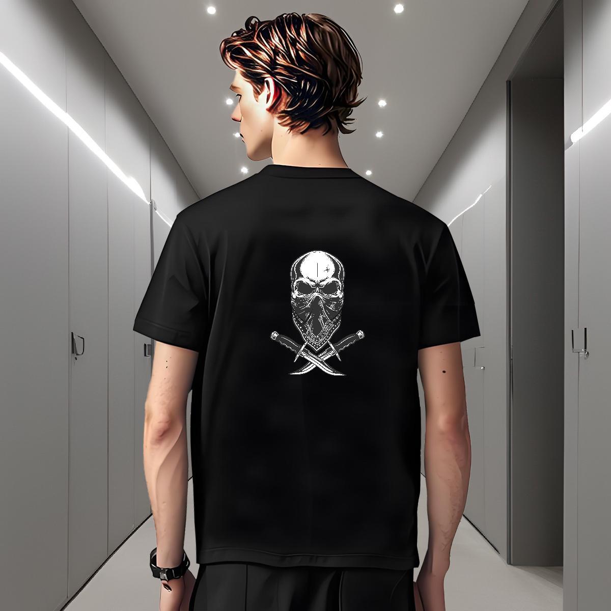 Classic T Shirt For Man 230g Cotton skull Anime Printing Street DIY Logo Oversized Breathable Crew Neck Couples T Shirts Fashion New Clothes