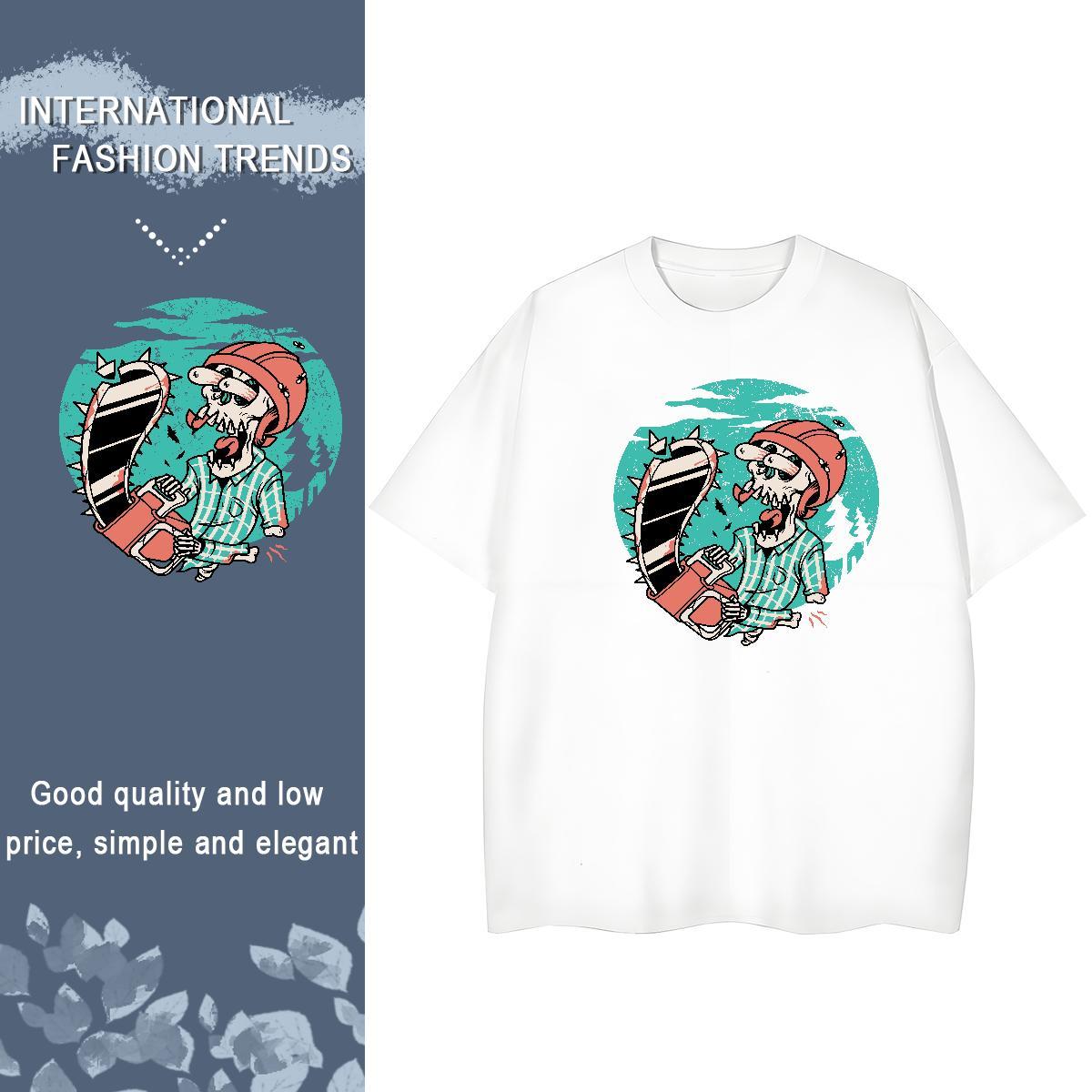 Designer T shirt 230g 100% Cotton skull Spring Summer Graphic Short Sleeve O-Neck Men Tshirts Fashion Clothes