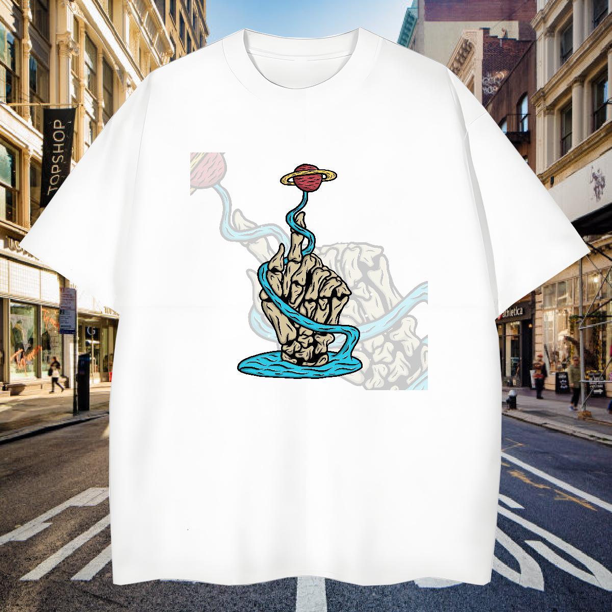 Classic Man T Shirts 230g Pure Cotton skull Summer Casual Cartoon Printing L-4XL Short Sleeve O-Neck Tshirt for Man Woman Classic Casual Tops