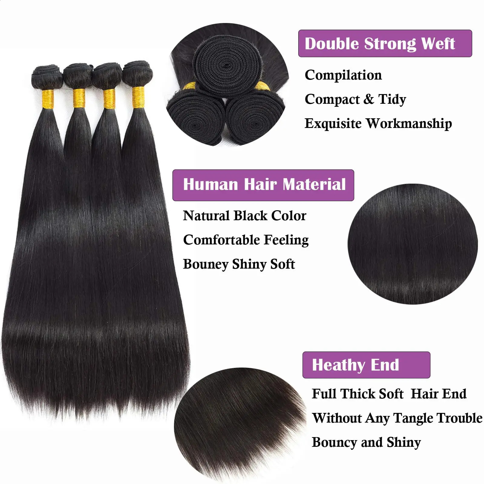 Cosdelu Brazilian Bone Straight Human Hair 3 4 bundles of original Remy hair extended double braided wholesale 30 36 inch 240801