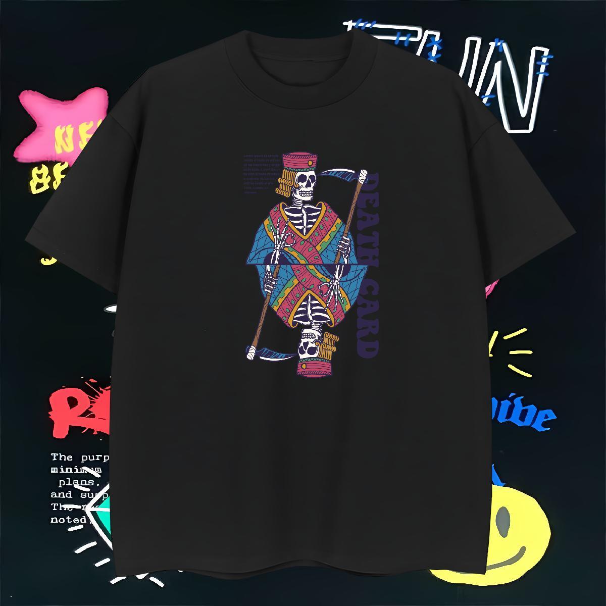 Unisex T Shirts Men 230g 100% Cotton skull Beach DIY Printed Breathable Short Sleeve Men Clothes T-Shirt Custom Tshirts