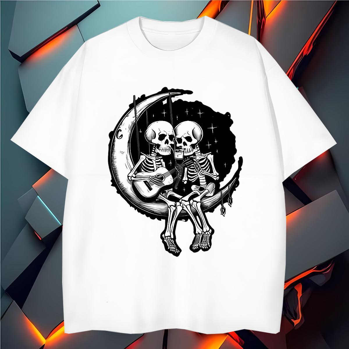 Loose Fit T-Shirts for Men 230g 100% Cotton moon Daily Wear White Plus Size Pure Cotton Mens Tshirts Fashion Designer Tees