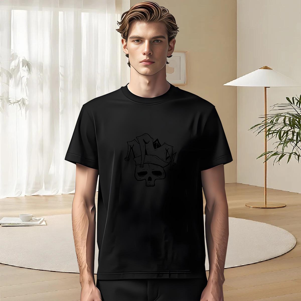 Unisex T Shirts Men 230g Cotton skull Daily Outfit Oversized 4XL O Neck Short Sleeves Men Tees Fashion Tee Shirt